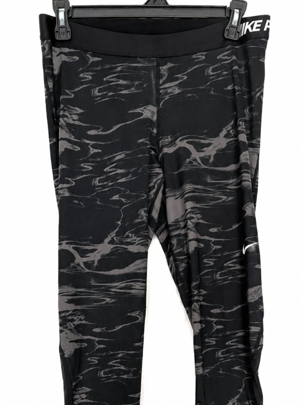 Nike Pro Dri-FIT Marble Print Compression Leggings XL Black Gray Workout